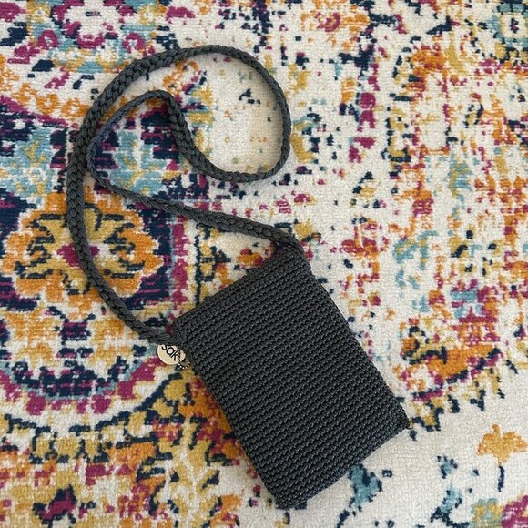 The Sak Crochet Crossbody Bag Boho Beach Vacation Travel Zip Top Flap Cover Gray - Picture 6 of 7